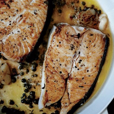 Halibut Steak Recipe, Best Halibut Recipes, Halibut Steaks, Ditte Isager, Roasted Halibut, Capers Recipe, Best Fish Recipes, Grilled Fish Tacos, Grilled Halibut