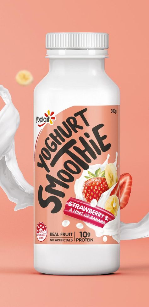 Yoghurt Drink Packaging, Drinking Yogurt Packaging, Drinking Yogurt Packaging Design, Yogurt Branding Design, Yoghurt Illustration, Fruit Drink Packaging, Smoothie Packaging Design, Milkshake Branding, Yoghurt Packaging Design