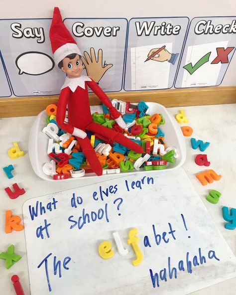 Elf On The Shelf Ideas For Kindergarten, Elf On The Shelf Classroom Introduction, Elf On The Shelf Before School, Classroom Elf Of The Shelf Ideas, Classroom Elf Welcome, Elf On The Shelf Ideas Teacher, Classroom Elf Introduction, Elf On The Shelf White Board, Elf On Shelf Preschool Ideas