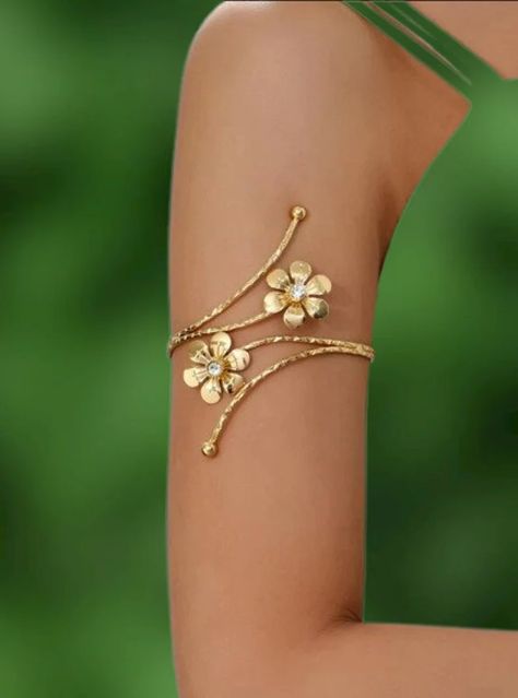 Upper Arm Cuff, Arm Band Jewelry Cuffs, Ivy Arm Cuff, Flower Arm Cuff, Upper Arm Cuff Jewelry Gold, Gold Leaf Arm Cuff, Arm Band Jewelry, Cincin Diy, Arm Cuff Jewelry