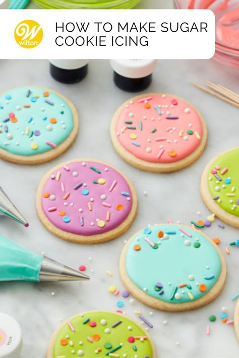 Flooding Frosting Recipe, Decorator Cookie Icing, How To Make Flooded Cookies, Flow Icing For Cookies, Wilton Royal Icing Recipe For Cookies, Royal Icing Recipe Wilton, Royal Icing Alternative, Rainbow Cookies Decorated Royal Icing, Royal Icing Cookies Easy Designs