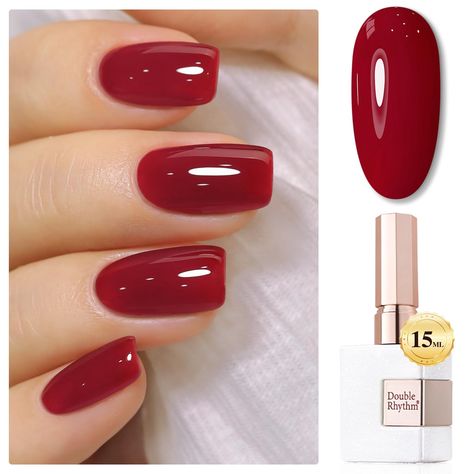 PRICES MAY VARY. All SEASON GEL POLISH: 1 pc 15ml jelly gel nail polish, need to be cured under UV or LED Lamp for 60-144s. Must apply with Base Gel and Top Coat. Please shake the bottle or warm it with hot water before use, to acheive a better effect. HIGH DURABILITY: Easy to apply even for the beginner, effect last long for 52 days and bring you high gloss shine under proper application. It is an ESSENTIAL for every nail art lover! HEALTHY FORMULA: 33 toxin free ingredient makes it a healthy n Red Glitter Nails, Jelly Gel Nail Polish, Red Nails Glitter, Red Gel Nails, Uv Nail Polish, Fall Nail Polish, Dark Red Nails, Fun Nail Colors, Red Polish