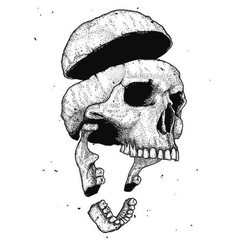 #skull #illustration #blackandwhite #blackwork Skull Side Profile Open Mouth, Crushed Skull Tattoo, Open Skull Tattoo, Skull Open Mouth, Black Ink Art, 심플한 그림, Stippling Art, Arte Grunge, Desain Editorial