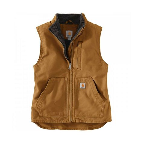 Carhartt Vest Womens, Brown Vest Fleece, Carhartt Women’s Vest, Carhartt Womens Vest, Carhart Vest Womens, Diner Makeup, Carhartt Women's Outfit, Canvas Vest, Carhartt Vest