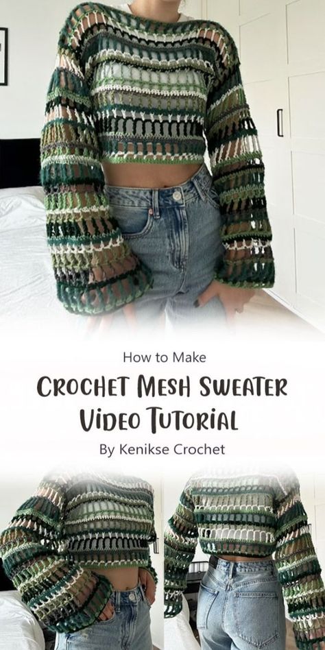 Dive into the world of crochet with the delightful of mesh sweaters. Whether you’re a seasoned crochet enthusiast or just starting your journey with yarn and hooks, this tutorial by Kenikse Crochet will guide you through creating your very own mesh sweater masterpiece. Crochet 100g Projects, Crochet Free Patterns Top, Lightweight Crochet Sweater, Quick And Easy Crochet Sweater Pattern Free, Crochet Mesh Sweater Pattern Free, Crochet Patterns One Skein, How To Crochet A Mesh Top, Free Clothes Crochet Patterns, Crochet Sweater Mesh