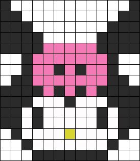 Kuromi Perler Bead Pattern / Bead Sprite Hello Kitty Kuromi Perler Beads, Perler Beads Ideas Small Easy, Kuromi Fuse Beads, Small Hello Kitty Pixel Art, Kuromi Kandi Pattern, Kuromi Perler Beads Pattern, Small Easy Perler Bead Patterns, Kuromi Hama Beads, Perler Bead Patterns Small Easy