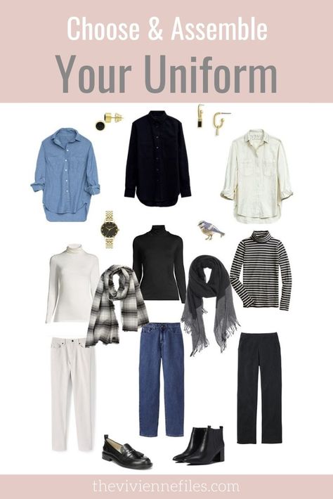 One Way to Choose and Assemble Your Uniform - The Vivienne Files Project 333 Winter, Minimalist Uniform Women, Style Uniform Ideas, Women’s Winter Capsule Wardrobe, Work Uniform Ideas, Fall Capsule Wardrobe 2022 Casual, The Vivian Files, Muted Wardrobe, Capsule Wardrobe Winter 2022/2023