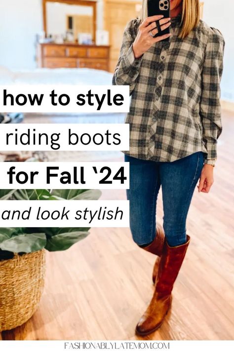 Ready to rock your riding boots this fall? Check out our blog post on How to Style Riding Boots for Fall 2024. Discover the perfect Riding Boots Outfit ideas and expert tips on how to Style Riding Boots to complement your Women's Fall Outfit. Embrace the season with confidence and style! 2024 Riding Boots Outfit, Early Fall Winery Outfit, Outfits With Frye Boots, Frye Boots Outfit How To Wear, Riding Boots Outfit 2024, Riding Boot Outfit, Riding Boots Outfit Fall, Brown Riding Boots Outfit, Frye Boots Outfit