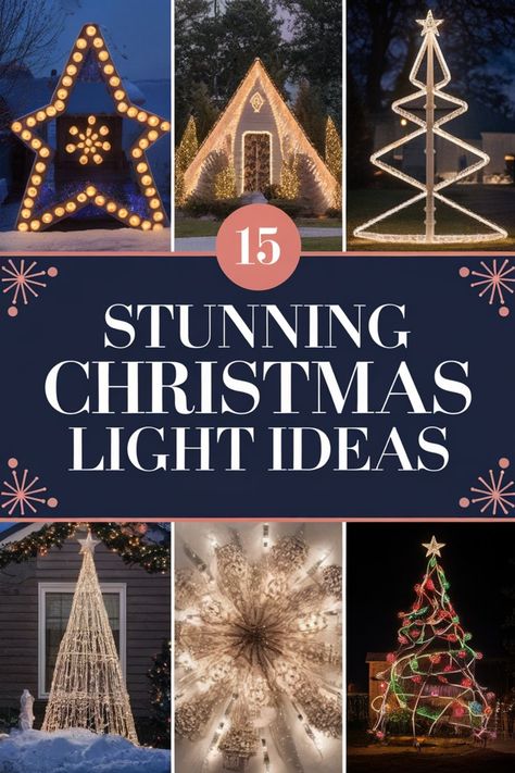 Transform your home into a winter wonderland with these 15 stunning Christmas light ideas. From classic twinkling fairy lights to elegant DIY lanterns, find inspiration to create the perfect festive atmosphere both indoors and outdoors. Illuminate your holiday season with these creative ways to bring warmth and cheer to your surroundings using beautiful lighting displays. Whether you prefer a cozy ambience or a whimsical touch, there’s a Christmas light idea here for every style and preference. Outside Lights Christmas, Snowflake Outdoor Lights, Diy Christmas Luminaries Outdoor, Unique Christmas Light Ideas, Creative Christmas Lights Outdoors, Twinkle Christmas Lights, Outdoor Lighting Ideas Christmas, Christmas Lights Outdoor Ideas, Christmas Lights Decor Ideas