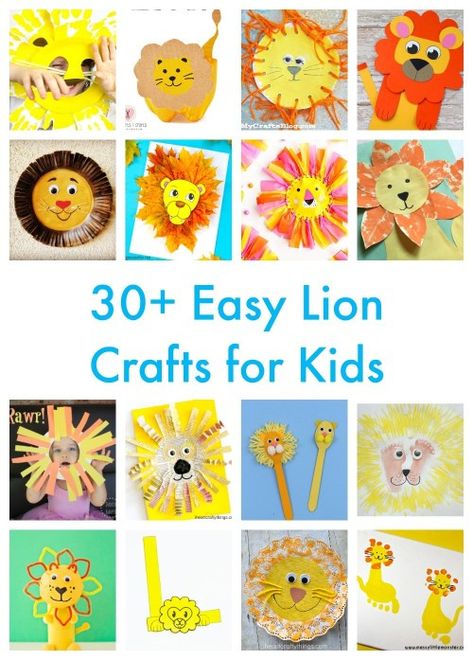 Here are more than 30 of the cutest Lion crafts for kids - easy and simple ideas and completely inspired by the lion king! #kidslioncrafts #easykidscrafts #thelionking @hellowonderful @Easypeasyandfun Lion King Crafts Preschool, Lion Arts And Crafts, Lion Craft Preschool Art Projects, Lion Art Project For Preschool, Lion Crafts For Kids, Lion Art Kindergarten, Lion Kids Crafts, Art Crafts For Kids, Lion Craft