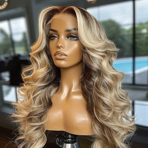 Range Accessories, Hype Hair, Black Wigs, Bridal Hair Inspiration, Wigs Glueless, Wavy Wigs, Honey Blonde Hair, Curly Lace Front Wigs, Mom Hairstyles