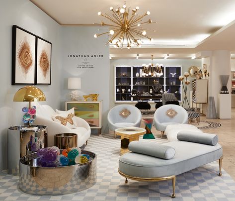 Jonathan Adler Interior, Jonathan Adler Living Room, Esthetician Room Decor, House Design Trends, Living Space Decor, Esthetician Room, Top Interior Designers, High Fashion Home, Eclectic Home