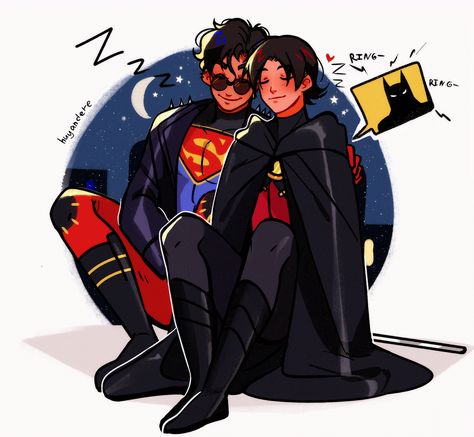 Superboy X Robin, Dc Comics Funny, Tim Drake Red Robin, Superman X Batman, Batfamily Funny, Timmy Turner, Superhero Family, Univers Dc, Batman Funny