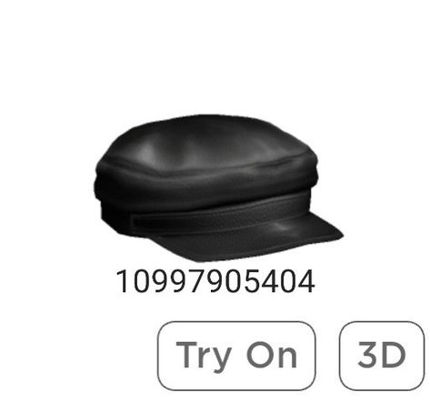 Roblox Black Hat Code, Black Hat Roblox Codes, Roblox Cap Codes, Hat Roblox Code, Roblox Hat Codes, Roblox Codes For Accessories, Black Leather Beret, Cap Code, Yk2 Outfits