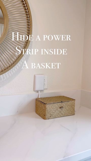 Hide Charging Cords, Basket Charging Station, Hide Surge Protector, Hiding Power Strip, Basket To Hide Cords, Kitchen Cord Organization, Hide Cords On Countertop, How To Hide Cords On Bathroom Counter, Hide Extension Cords