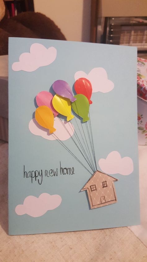 Cards New Home Handmade, New Home Cards Diy, Welcome Back Home Card Ideas, New Apartment Cards Handmade, Diy House Warming Card, New Home Diy Card, New Home Cards Handmade Easy, Welcome Home Cards Diy, Handmade New Home Cards