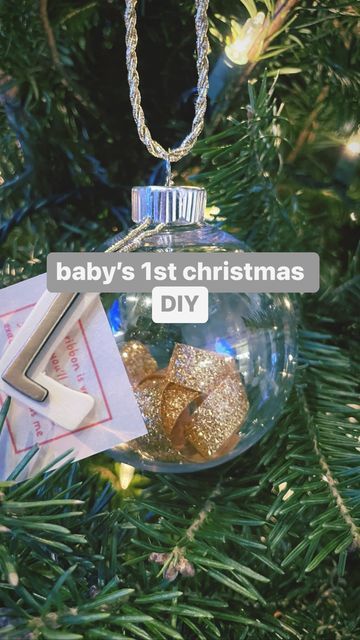 Baby Length Ribbon Ornament, Baby Ribbon Ornament, Baby Ornaments Diy, Diy Baby’s First Christmas Ornament, Ornaments Diy Kids, Baby's 1st Christmas Ornament, Baby Christmas Ornaments, Ribbon Ornaments, Clear Ornaments