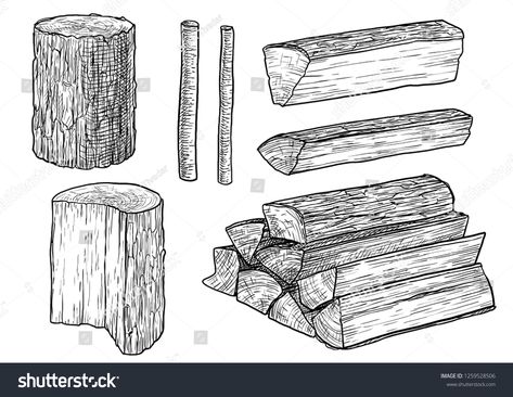 Cut logs, fire wood, chopped wood illustration, drawing, engraving, ink, line art, vector #Ad , #sponsored, #wood#chopped#illustration#Cut Wood Ink Drawing, Firewood Drawing, Deforestation Drawing Ideas, Fire Line Art, Log Tattoo, Wood Sketch, Log Drawing, Ink Line Art, Wood Tattoo