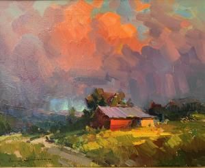 The Approaching Storm | 16" x 20" | Ovanes Berberian Ovanes Berberian, Barn Painting, Carmel By The Sea, Impressionist Landscape, Landscape Art Painting, Galaxy Painting, Impasto Painting, Abstract Art Landscape, Art Appreciation