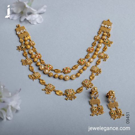 Adorn yourself in timeless elegance with our exquisite Jadtar necklace sets... . Search for the Product Code '09451' on www.jewelegance.com . #myjewelegance #jewelegance #jnecklaceset #goldnecklace #necklacelove #newdesign #jewellerydesign #onlineshopping #trendyjewellery #designdetails Gold Jwelery Designs, Gold Sets Jewelry Indian Design, Gold Set Design, Necklace Set Gold, Unique Gold Jewelry Designs, Jewel Design, Delicate Gold Jewelry, Bridal Necklace Designs, Gold Bridal Necklace