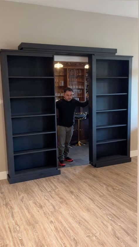 No more barn doors! Get a sliding bookcase door instead. Add additional space instantly. Free shipping. Visit maderashop.com #barndoor… | Instagram Sliding Bookcase Door, Sliding Hidden Door, Sliding Door Book Case, Barn Door With Hidden Track, Bookcase Barn Doors, Bookshelf With Barn Doors, Sliding Barn Door Bookshelf, Barn Door Bookcase, Secret Rooms In Houses