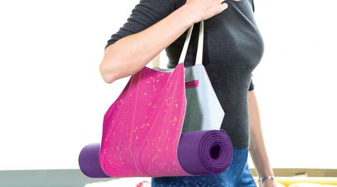 Learn how to sew this handy yoga mat bag with Ashley Nickels. The sewing pattern for this bag is available for download in the class PDF. - Creativebug Sewing Classes For Beginners, Yoga Gym Bag, Yoga Mat Holder, Diy Yoga, Yoga Images, Yoga Mat Carrier, Yoga Mat Strap, Yoga Mats Best, Yoga Mat Bag