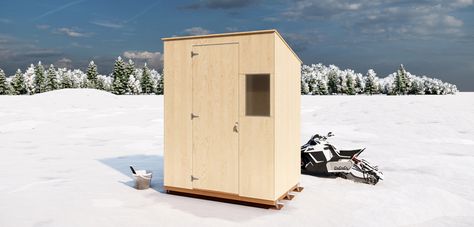 DIY Ice Fishing Hut Ice Fishing Shack Storage, Portable Fish House, Folding Ice Fishing Shack Plans, Fish Hut, Ice Fishing Shanty, Ice Hut, Ice Fishing Huts, Circular Saw Jig, Ice Shanty