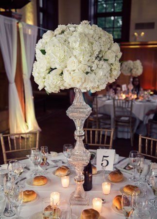 Tall, White Centerpieces // Photography: Betsi Ewing Studio Table Centerpieces Diy, Party Table Centerpieces, Candle Wedding Centerpieces, Romantic Candles, Tall Centerpieces, Wedding Table Flowers, Rustic Wedding Centerpieces, Diy Wedding Flowers, Peach Wedding