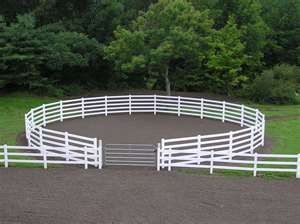 Round pen connected to arena. Great idea plus it looks really nice. The only think I'd change would be that I'd add another gate on the outside of the round pen. Horse Farm Ideas, Horse Barn Ideas Stables, Horse Arena, Horse Barn Designs, Dream Horse Barns, Dream Stables, Horse Barn Plans, Horse Facility, Horse Barn Ideas