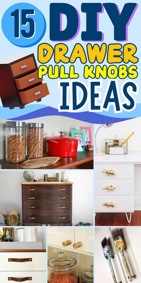 Upgrade your furniture with these fun and creative DIY drawer pulls that add personality to any piece. Make Your Own Drawer Pulls, Creative Drawer Pulls, Cheap Cabinet Pulls, New Hardware On Dresser, Diy Dresser Handles, Dresser Pull Ideas, Drawer Upcycle Ideas, Drawer Pulls Diy Cool Ideas, Dresser Handles Ideas