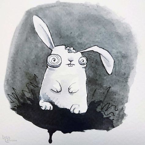 Zombie Bunny Drawing, Zombie Rabbit, Drawing Advice, Zombie Bunny, Inktober 2016, 3d Animals, Bunny Drawing, Cute Animal Illustration, Ink Sketch