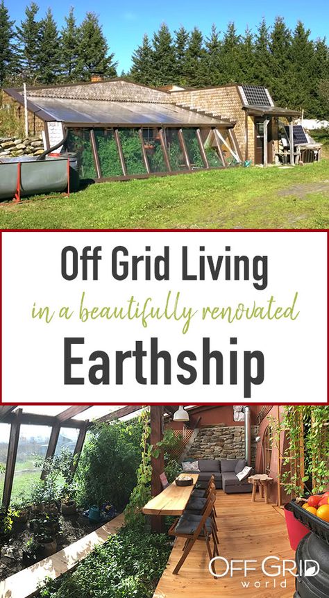 Living Off Grid In An Incredible Renovated Earthship - Off Grid World Off Grid Garden Ideas, Off Grid Home Ideas, Off Grid Architecture, Earthbag Greenhouse, Off Grid Garden, Sustainable Cabin, Off Grid Living House, Sustainable Houses, Remote Living