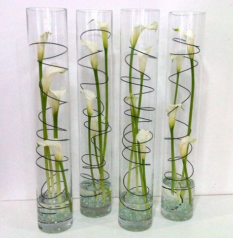 Modern calla lily cylinder vase | Leesa Mitchell | Flickr Vases With Flowers, Corporate Flowers, Deco Nature, Modern Flower Arrangements, Vase Arrangements, Cylinder Vase, Trendy Flowers, Deco Floral, Vase Centerpieces