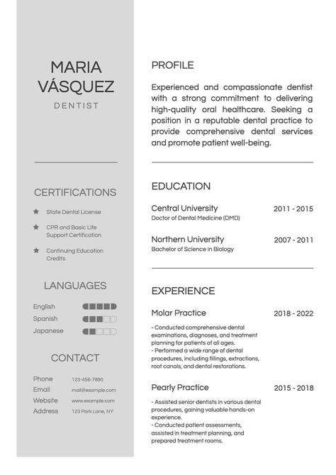 Dentist resume template, editable design | premium image by rawpixel.com / Darakoon Jaktreemongkol Dentist Resume, Basic Life Support, Education Certificate, Central University, Template Resume, Root Canal, Awesome Designs, Dental Services, Dental Practice