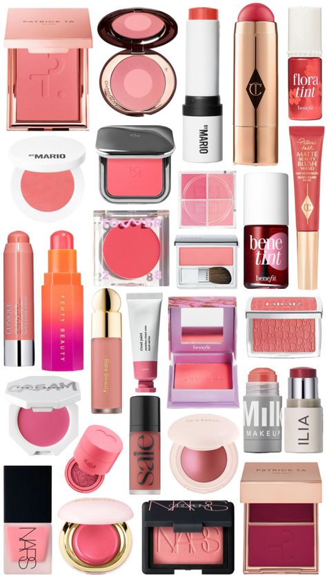 #beauty #blush #aesthetic #pink #charlottetilbury #benefit #makeup Blush Makeup Looks Aesthetic, Blush Brands, Blush Aesthetic, Marvel Room, Neutral Skin Tone, Blush Collection, Everyday Eye Makeup, Classy Makeup, Makeup Images