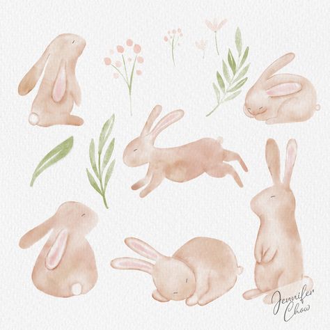 Water Rabbit Illustration, Watercolour Bunny Easy, Peter Rabbit Watercolor, Easy Bunny Watercolor, Watercolor Easter Bunny, Bunny Watercolor Painting Easy, Easter Watercolor Paintings Easy, Cute Bunny Watercolor, Bunnies Watercolor