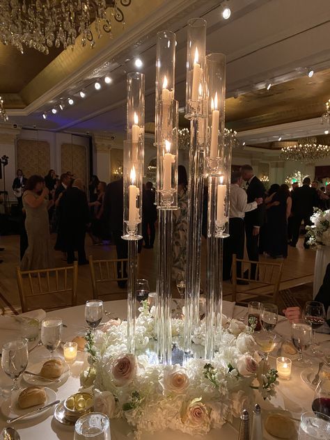 Candle Opera Centerpiece, Candle Opera, Candelabra Centerpieces, Candelabra Wedding Centerpieces, Flower Arragement, Glam Wedding Decor, Chandelier Centerpiece, Candelabra Wedding, Sweetheart Table Decor