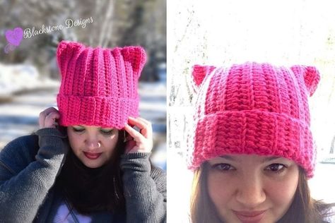 Kitty Cat Hat - Free Crochet Pattern Crochet Kitty Hat Pattern Free, Free Beanie Crochet Pattern, Crochet Kitty, Expression Fiber Arts, Beanie Crochet Pattern, Hat Patterns Free, Beanie Crochet, Malabrigo Yarn, Dress With Shawl