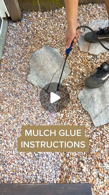 Landscaping Rock Glue, Rock Glue Landscaping, Landscape Rock Glue, Pebble Glue, Mulch Glue For Rocks, Rock Pathway Ideas, Gravel Glue, Rock Glue, Gravel Courtyard