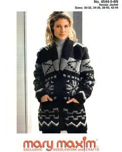 Navajo Jacket, Navajo Pattern, Cowichan Sweater, Bulky Sweaters, Knitting Sweaters, Mary Maxim, Sweater Patterns, Colorwork Knitting, Paper Pattern