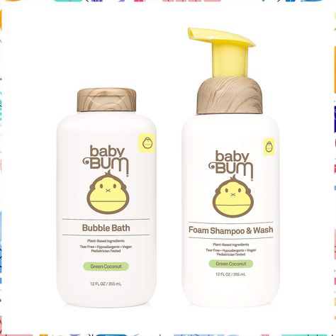 Sun Bum Baby Bum Shampoo & Wash & Bubble Bath | Tear Free Foaming Soap for Sensitive Skin with Nourishing Coconut Oil | Natur Baby Bubble Bath, Bath Board, Soap For Sensitive Skin, Kids Sun, Baby Bar, Foaming Soap, Vegan Baby, Baby Wardrobe, Baby Bubble