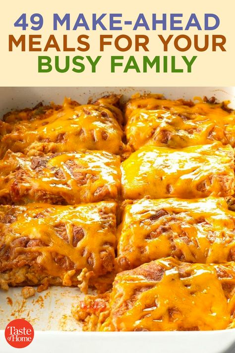 Easy Make Ahead Crockpot Meals, Prep Ahead Recipes, Easy Prepared Meals, Cook Ahead Chicken Recipes, Busy Mom Dinner Ideas Make Ahead Meals, Family Lunch Meal Prep, Best Family Freezer Meals, Easy Make Ahead Dinners Families, Prep Ahead Weeknight Dinners