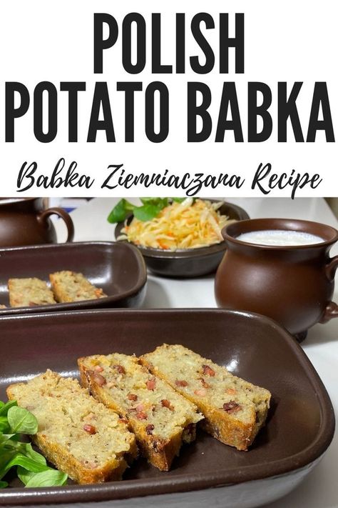 The hearty Polish potato babka flavored with smoked bacon and fried onions is made with grated potatoes. It's also gluten-free and delicious. Polish Potato Babka, Gluten Free Polish Recipes, Polish Potato Babka Recipe, Polish Deserts, Polish Meals, Polish Foodies, Latvian Food, Polish Dishes, Polish Foods