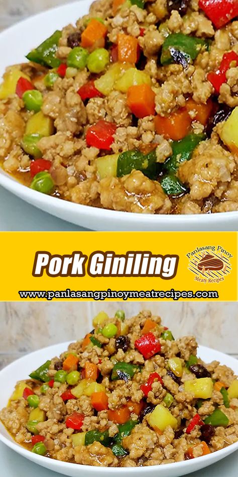 Pork Giniling, a delectable Filipino dish reminiscent of picadillo. #PorkGiniling Ground Pork Recipes Filipino, Pork Picadillo Recipe, Tortang Giniling Recipe, Pork Giniling Recipe Filipino Food, Giniling Recipe Filipino Food, Ground Pork Filipino Recipe, Filipino Picadillo Recipe, Picadillo Recipe Filipino, Pork Giniling Recipe