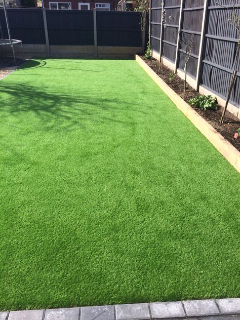 Garden Astroturf Ideas, Astroturf Garden Ideas, Reseeding Lawn, Artificial Turf Backyard, Overseeding Lawn, Artificial Grass Backyard, Garden Ideas Driveway, Turf Backyard, Back Garden Design