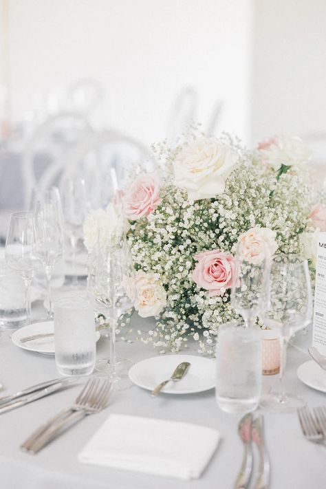 | Gallery White And Pink Floral Centerpieces, Pink Flower Centerpieces, White Flower Centerpieces, Engagement Decor, White Centerpiece, 85th Birthday, Rose Centerpieces, Baby Breath, Hand Bouquet