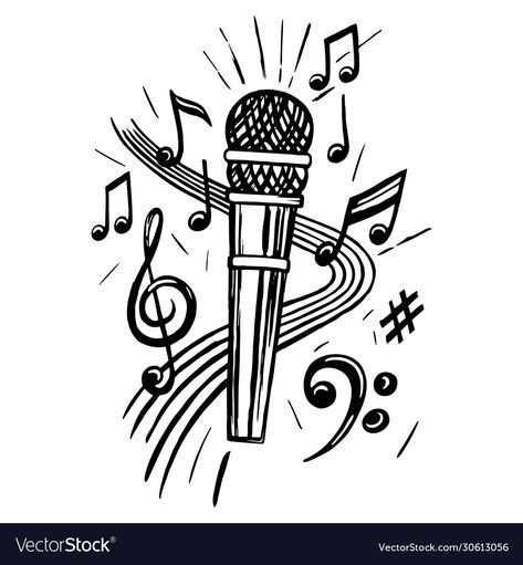 Mic Sketch, Microphone Sketch, Notes Sketch, Vector Sketch, Music Images, Hand Drawn Vector, Electronics Design, Music Notes, Transparent Png