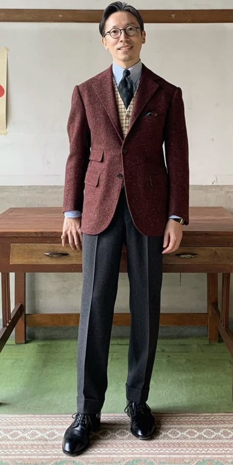 Mens Mismatched Suits, Mismatched Suit, Sartorial Menswear, Acute Style, Japanese Suit, Ethenic Wear, Old Man Fashion, Academia Outfits, Classy Suits