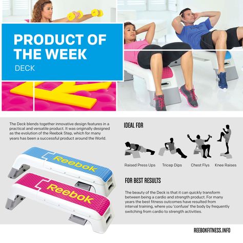 Our 'Product of the week' is :The Reebok Deck #LIVEWITHFIRE #reebokfitness #fitness #deck Deck Pictures, Hot Tub Deck, Back To The Gym, Deck Posts, Tricep Dips, Deck Photos, Roller Set, Outdoor Deck, Interval Training