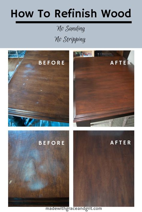 Sand And Refinish Wood Table, Refinishing Cherry Wood Furniture, How To Restain Wood Furniture, How To Sand Furniture, Restor A Finish, Repair Wood Furniture, Restore Wood Furniture, Grace And Grit, Refinish Wood Furniture